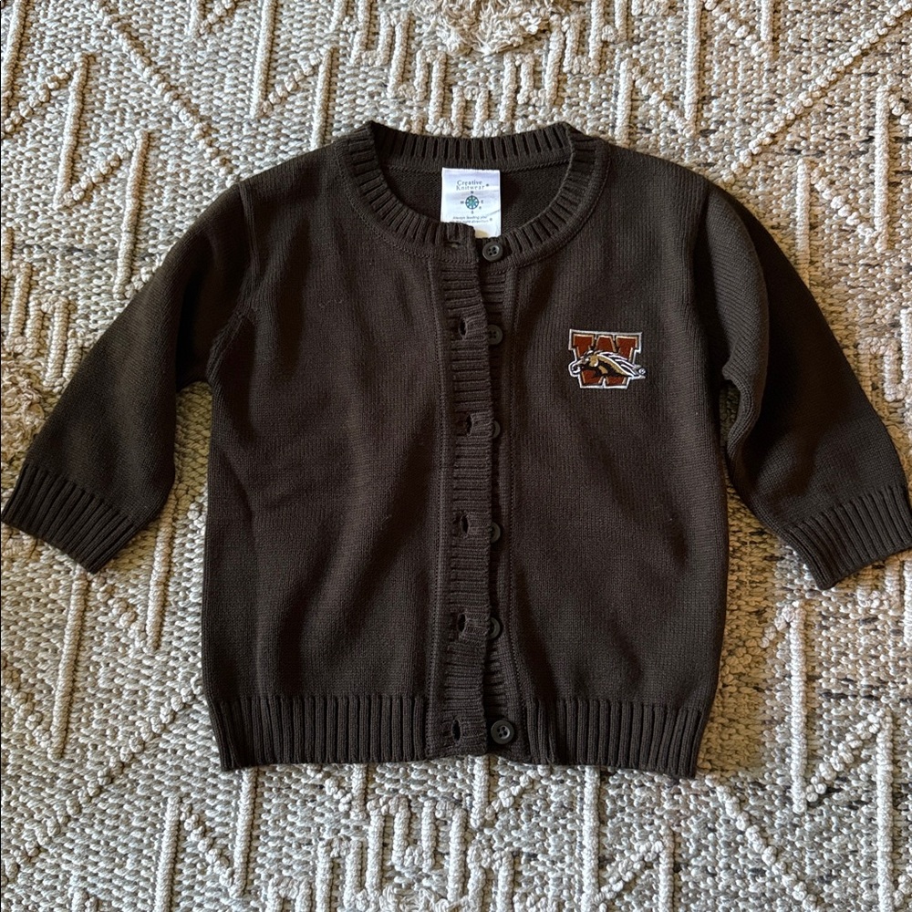 Western Michigan Kids Brown Knit Cardigan
